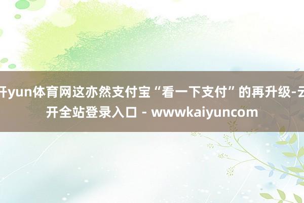 开yun体育网这亦然支付宝“看一下支付”的再升级-云开全站登录入口 - wwwkaiyuncom